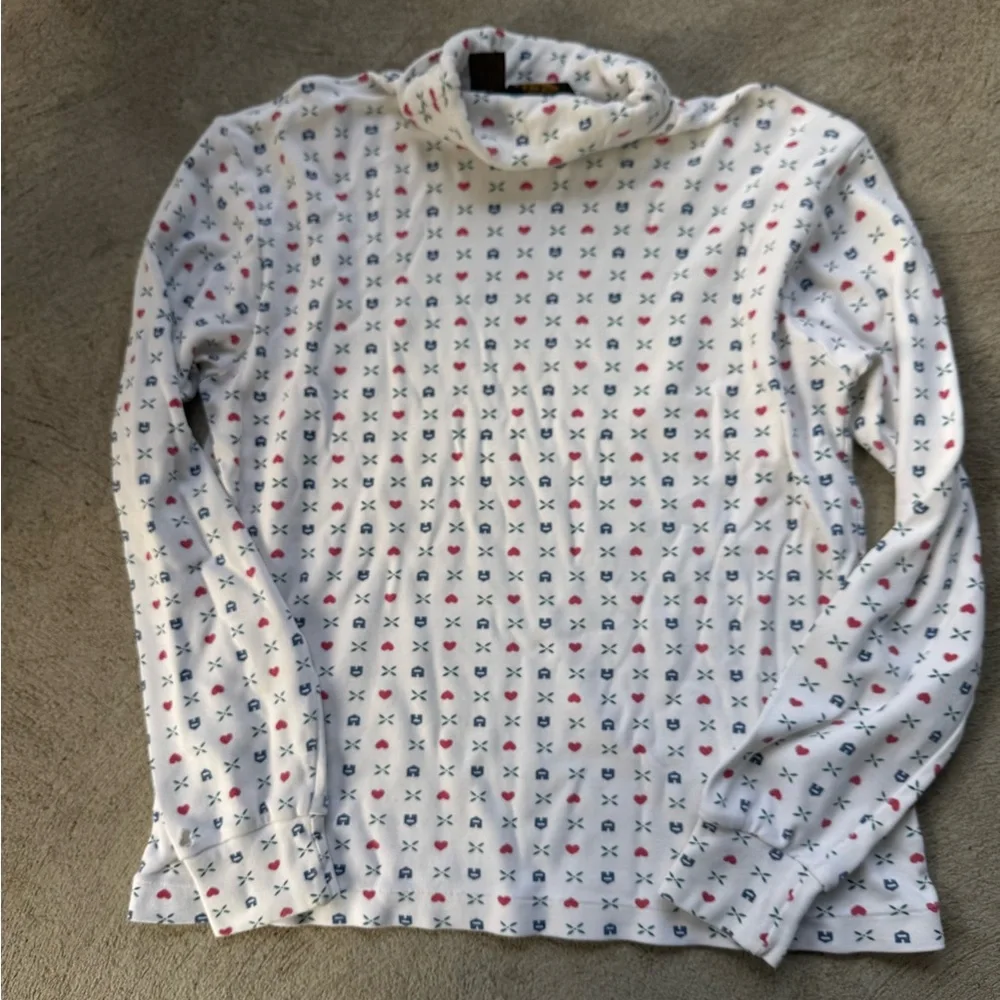 Vintage Eddie Bauer Size M White Turtleneck with Red and Blue cottagecore - Picture 7 of 8